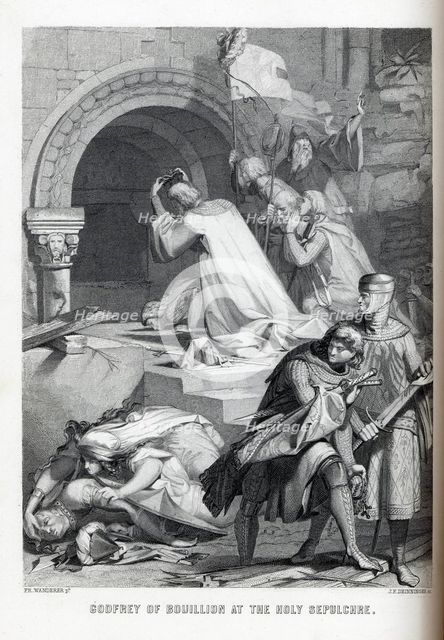 Godfrey of Bouillon at the Holy Sepulchre, 1882. Artist: Deininger, Jacob Friedrich (1836-1880s)