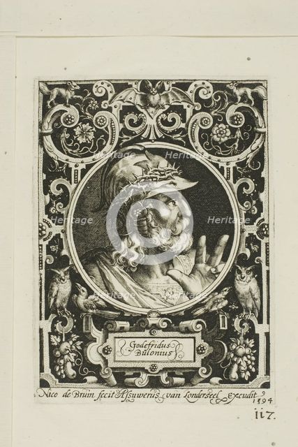 Godfrey of Bouillon, plate nine from The Nine Worthies, 1594. Creator: Nicolaes de Bruyn.