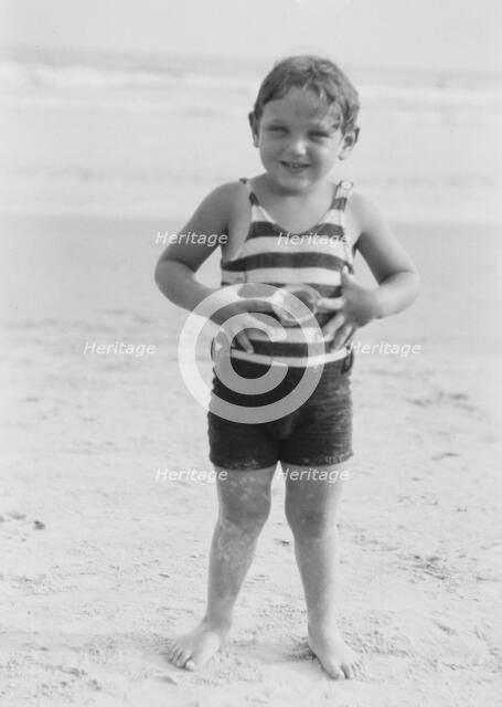 Godowsky's grandchild, at the beach, 1928 Creator: Arnold Genthe.