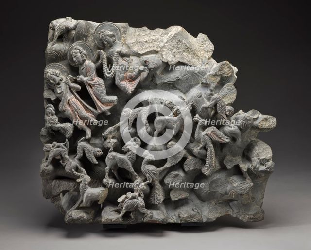 Gods and Animals in a Landscape, Fragment from a Scene of Buddha Shakyamuni's..., 2nd-early 3rd cent Creator: Unknown.
