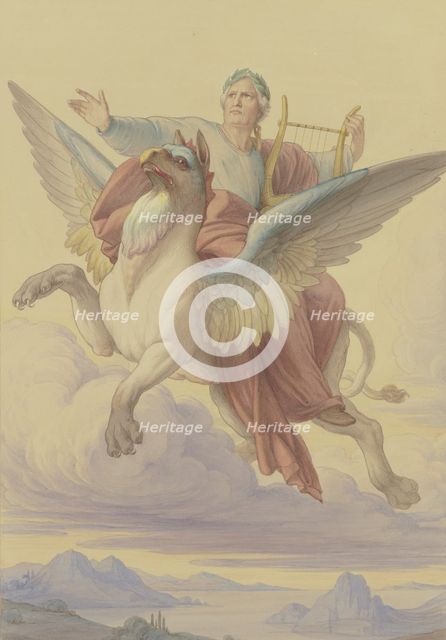 Goethe's Apotheosis, (design for a standard at Goethe's Jubilee in 1849), 1849. Creator: Eduard von Steinle.