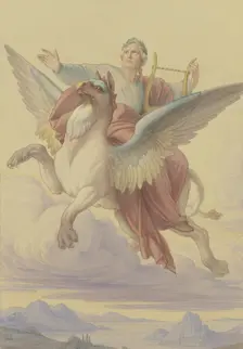 Goethe's Apotheosis, (design for a standard at Goethe's Jubilee in 1849), 1849. Creator: Eduard von Steinle