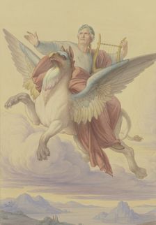 Goethe's Apotheosis, (design for a standard at Goethe's Jubilee in 1849), 1849. Creator: Eduard von Steinle