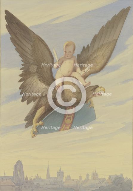 Goethe's Birth, (design for a standard at Goethe's Jubilee in 1849), 1849. Creator: Eduard von Steinle.