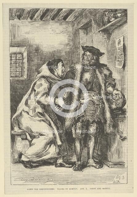 Goetz and Friar Martin, after 1845., after 1845. Creator: Eugene Delacroix.