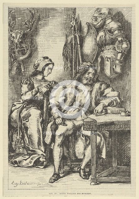 Goetz von Berlichingen Writing His Memoirs, after 1845., after 1845. Creator: Eugene Delacroix.