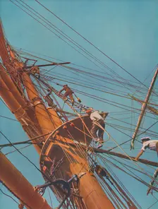 Going aloft on board the Archibald Russell, square-riggers under Finnish flag 1937