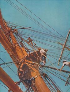 Going aloft on board the Archibald Russell, square-riggers under Finnish flag 1937