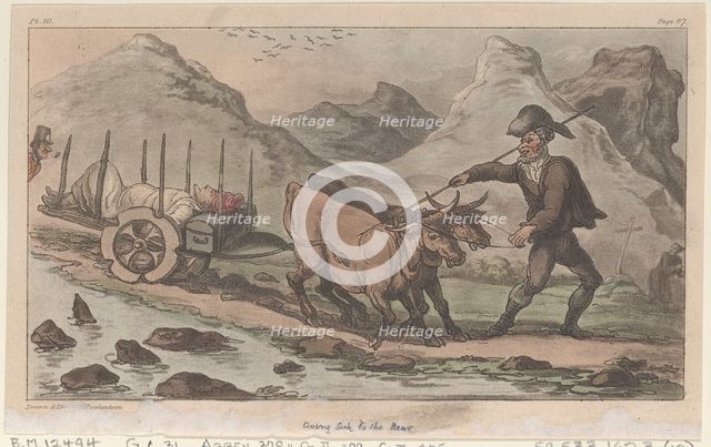 Going sick to the rear, from "The Military Adventures of Johnny Newcome", 1815., 1815. Creator: Thomas Rowlandson.