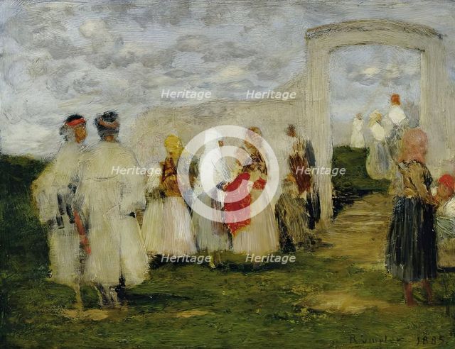 Going to church in Lundenburg, 1885. Creator: Franz Rumpler.