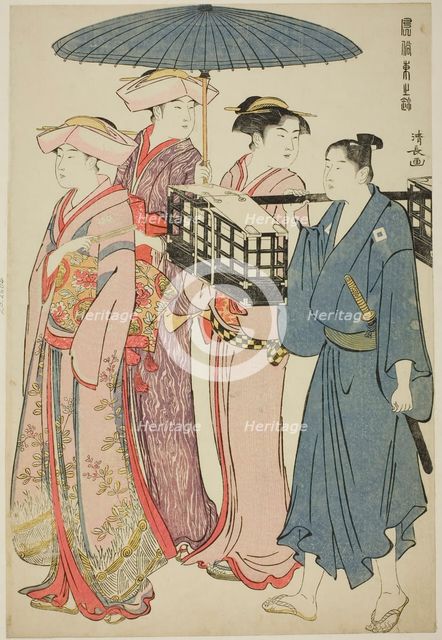 Going to a Picnic, from the series "A Brocade of Eastern Manners (Fuzoku Azuma no..., c.1783/84. Creator: Torii Kiyonaga.