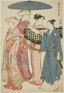 Going to a Picnic, from the series "A Brocade of Eastern Manners (Fuzoku Azuma no..., c.1783/84. Creator: Torii Kiyonaga