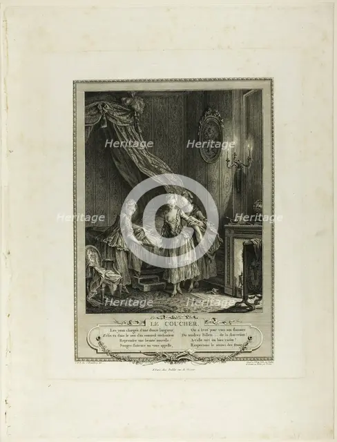 Going to Bed, from Monument du Costume Physique et Moral de la fin du Dix-huitième siècle, 1774. Creator: Antoine Jean Duclos.