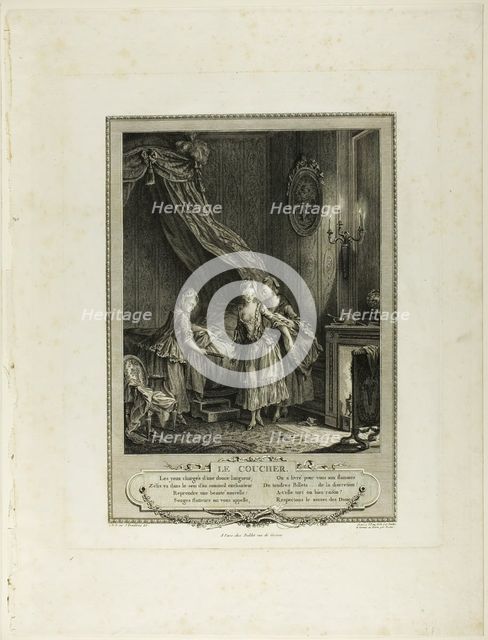 Going to Bed, from Monument du Costume Physique et Moral de la fin du Dix-huitième siècle, 1774. Creator: Antoine Jean Duclos.