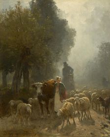 Going To Market On A Misty Morning, 1851. Creator: Constant Troyon