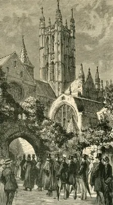 Going To Service By The "Dark Entry": Colonial and Indian Visitors at Canterbury 1886. Creator: Unknown