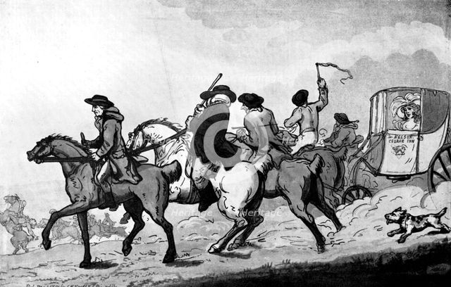 'Going to the races', late 18th century.Artist: Thomas Rowlandson