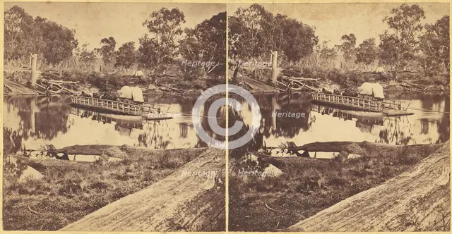 Golbourn Punt at Seymour, Australia, 1860s. Creator: Unknown.