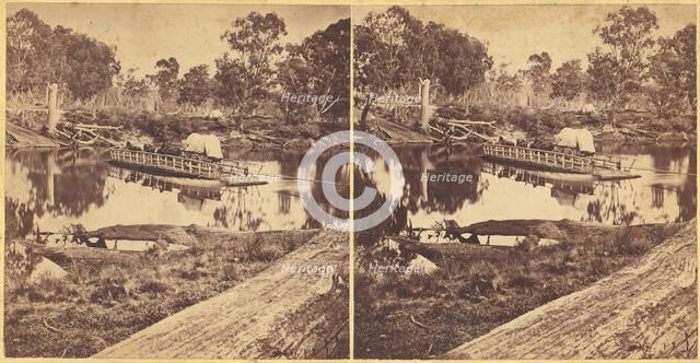 Golbourn Punt at Seymour, Australia, 1860s. Creator: Unknown.