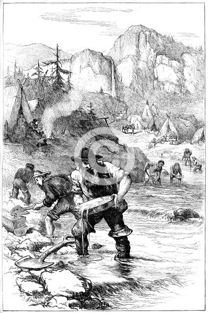 Gold washing in California, c1840s (c1880). Artist: Unknown