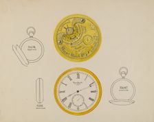 Gold Watch and Frame, c. 1936. Creator: Harry G Aberdeen