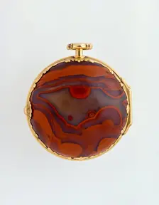 Gold and agate pair-cased verge watch, c1760. Artists: Francis Perigal, Stephen Goujon