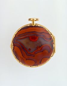Gold and agate pair-cased verge watch, c1760. Artists: Francis Perigal, Stephen Goujon