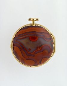 Gold and agate pair-cased verge watch, c1760. Artists: Francis Perigal, Stephen Goujon