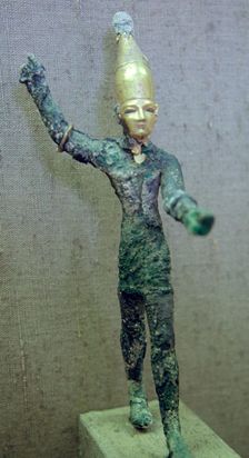 Gold and bronze statuette of Baal hurling a thunderbolt