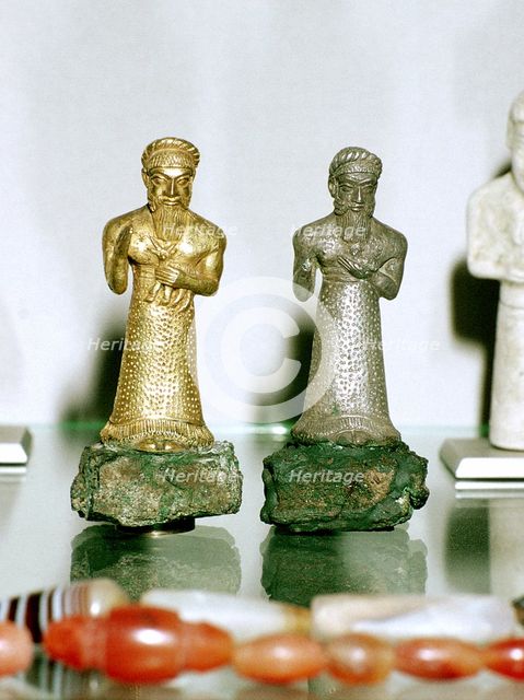 Gold and silver figurines of Elamite worshippers, near Temple of Inshushinak, Susa, 12th century BC. Artist: Unknown