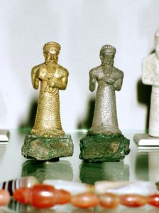 Gold and silver figurines of Elamite worshippers, near Temple of Inshushinak, Susa, 12th century BC