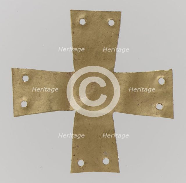 Gold Appliqué in the Form of a Cross, Langobardic, ca. 600. Creator: Unknown.