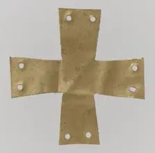 Gold Appliqué in the Form of a Cross, Langobardic, ca. 600. Creator: Unknown