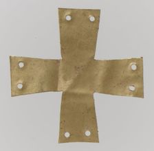 Gold Appliqué in the Form of a Cross, Langobardic, ca. 600. Creator: Unknown