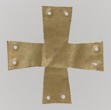 Gold Appliqué in the Form of a Cross, Langobardic, ca. 600. Creator: Unknown