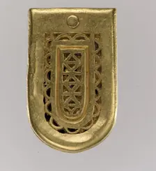 Gold Belt Buckle and Strap End, Langobardic, ca. 600. Creator: Unknown