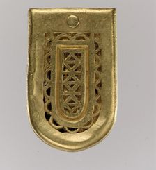 Gold Belt Buckle and Strap End, Langobardic, ca. 600. Creator: Unknown