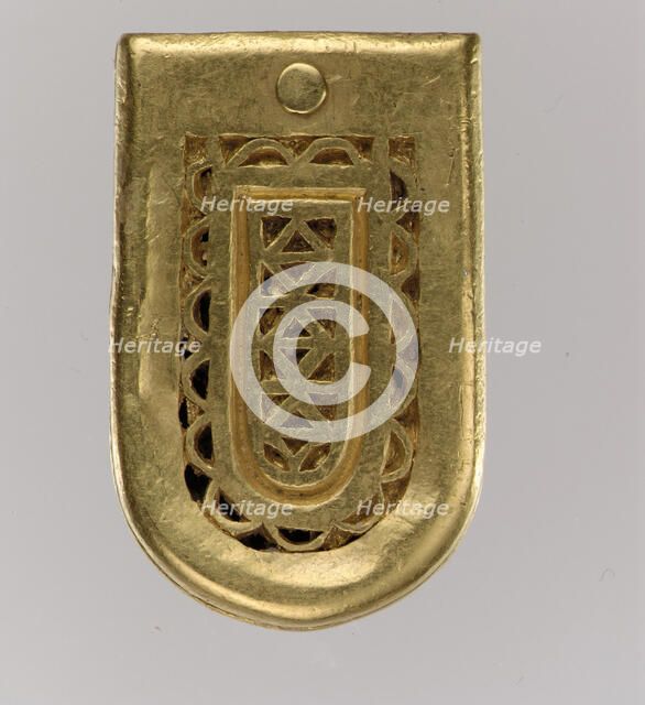 Gold Belt Buckle and Strap End, Langobardic, ca. 600. Creator: Unknown.