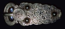 Gold belt buckle fom the ship-burial at Sutton Hoo, Suffolk, early 7th century