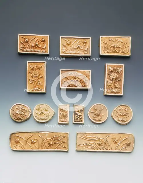 Gold belt plaques, Early Ming Dynasty, China, c1500. Creator: Unknown.