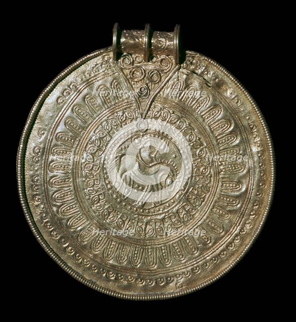 Gold bracteate from a fifth century Norwegian hoard, 6th century. Artist: Unknown
