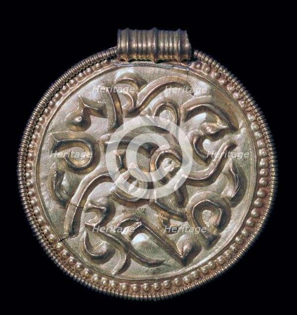 Gold bracteate from a fifth century Norwegian hoard, 6th century. Artist: Unknown