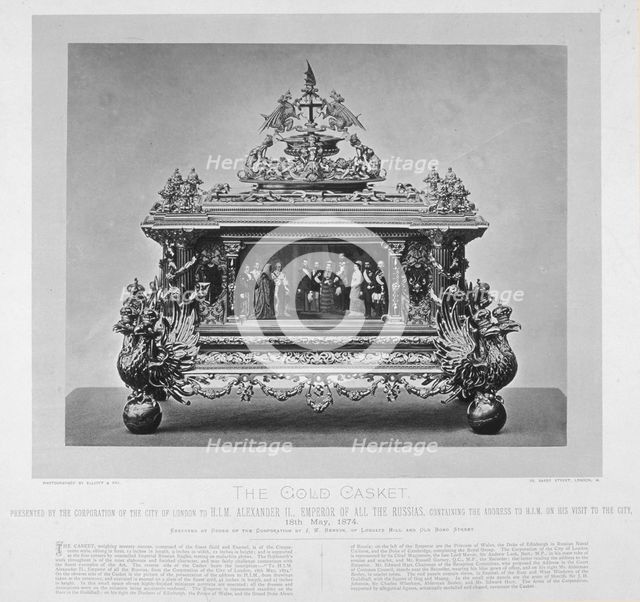Gold casket presented by the Corporation of London to Tsar Alexander II of Russia, 1874. Artist: Nick Elliott