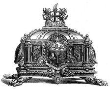 Gold casket presented to Sir Albert Sassoon, 1873. Creator: Unknown