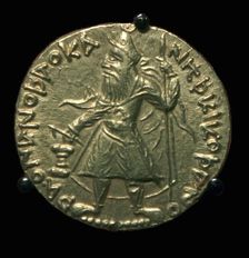 Gold coin of the Kushan King Huvishka, 2nd century