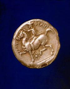 Gold coin with Philip II (382-336 a.C.), king of Macedonia
