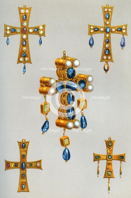 Gold crosses of a king of the Goths, 7th century, (1870). Artist: Franz Kellerhoven