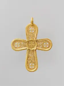 Gold Cross Pendant, Byzantine, 500-700. Creator: Unknown