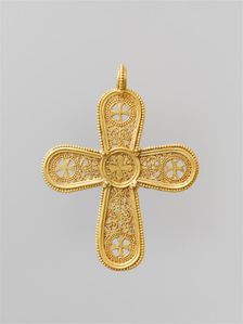 Gold Cross Pendant, Byzantine, 500-700. Creator: Unknown