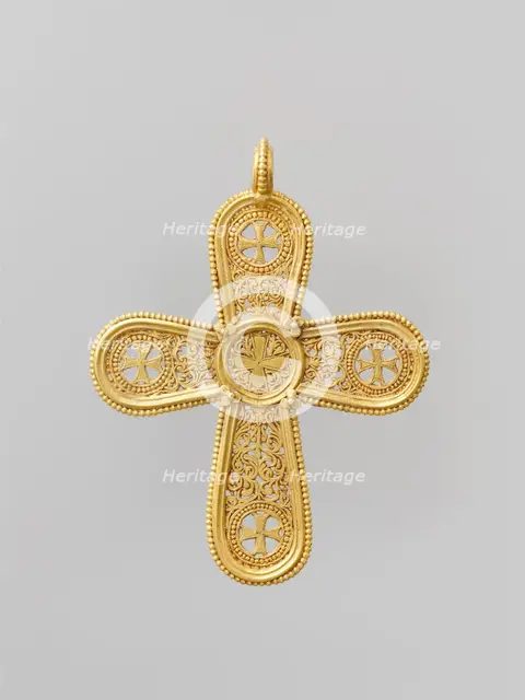 Gold Cross Pendant, Byzantine, 500-700. Creator: Unknown.